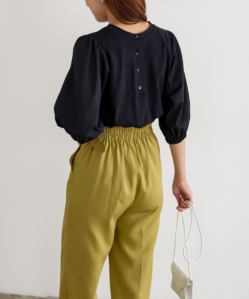 KOBE LETTUCE（コウベレタス）の「前後2way異素材切り替えトップス[C6352]（Tシャツ/カットソー・レディース・ホワイト/ブラウン/ブラック・FREE）」の6枚目の写真