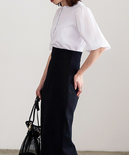 KOBE LETTUCE（コウベレタス）の「前後2way異素材切り替えトップス[C6352]（Tシャツ/カットソー・レディース・ホワイト/ブラウン/ブラック・FREE）」の10枚目の写真