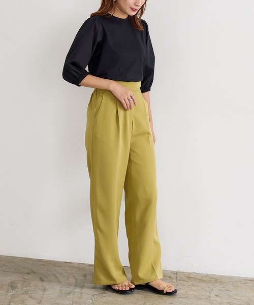 KOBE LETTUCE（コウベレタス）の「前後2way異素材切り替えトップス[C6352]（Tシャツ/カットソー・レディース・ホワイト/ブラウン/ブラック・FREE）」の7枚目の写真