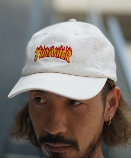 THRASHER（スラッシャー）の「FLAME LOGO WASHED TWILL 6P CAP/スラッシャー帽子(キャップ）（キャップ・メンズ・ブラック/アイボリー/ベージュ・FREE）」の9枚目の写真
