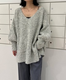 2WAYメランジオーバーサイズVネックニット