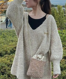 2WAYメランジオーバーサイズVネックニット