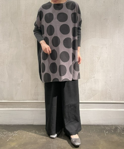 新品　ビアズリー 袖リブニットコンビブラウス　グレー BEARDSLEY（ビアズリー）の「袖リブニットコンビブラウス