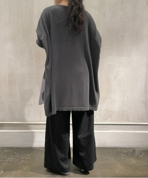 新品　ビアズリー 袖リブニットコンビブラウス　グレー BEARDSLEY（ビアズリー）の「袖リブニットコンビブラウス