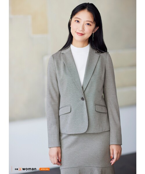 index(インデックス)の「セットアップ対応 DELEGANT ポンチジャケット【WEB限定サイズ/洗える】(テーラードジャケット・レディース・チャコールグレー/ブラック/ブラック系/ライトグレー/ネイビー・40/38/42/36)」の3枚目の写真
