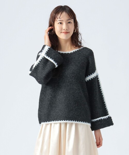 BEAMS HEART（ビームスハート）の「ハンドステッチ プルオーバー（ニット/セーター・レディース・アイボリー/トップグレー/ブラック/ベージュ/ブラック系その他4・ONE SIZE）」の4枚目の写真