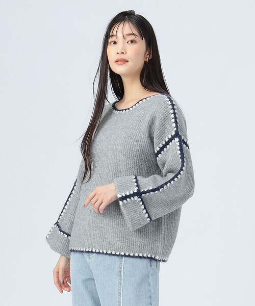 BEAMS HEART（ビームスハート）の「ハンドステッチ プルオーバー（ニット/セーター・レディース・アイボリー/トップグレー/ブラック/ベージュ/ブラック系その他4・ONE SIZE）」の11枚目の写真