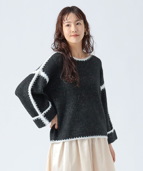 【美品✨】nagonstans ハンドステッチプルオーバーニット 刺繍 BEAMS HEART（ビームス ハート）ハンドステッチ プルオーバー