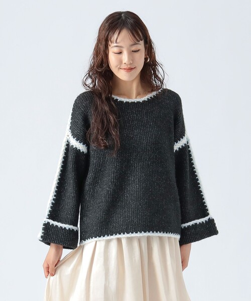 BEAMS HEART（ビームスハート）の「ハンドステッチ プルオーバー（ニット/セーター・レディース・アイボリー/トップグレー/ブラック/ベージュ/ブラック系その他4・ONE SIZE）」の20枚目の写真