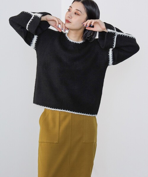 BEAMS HEART（ビームスハート）の「ハンドステッチ プルオーバー（ニット/セーター・レディース・アイボリー/トップグレー/ブラック/ベージュ/ブラック系その他4・ONE SIZE）」の7枚目の写真