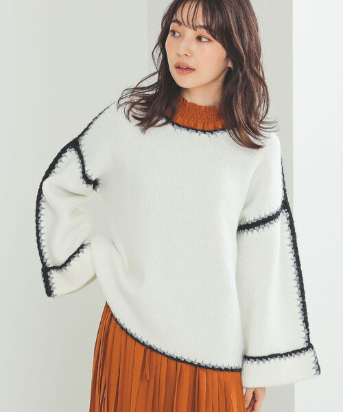 BEAMS HEART（ビームスハート）の「ハンドステッチ プルオーバー（ニット/セーター・レディース・アイボリー/トップグレー/ブラック/ベージュ/ブラック系その他4・ONE SIZE）」の8枚目の写真