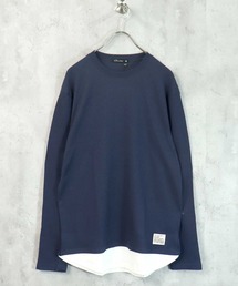 裾フェイクワッフル長袖Tシャツ