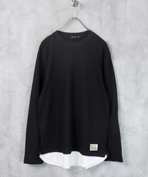 裾フェイクワッフル長袖Tシャツ