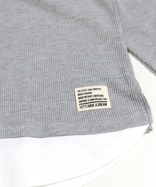 SHISKY（シスキー）の「裾フェイクワッフル長袖Tシャツ（Tシャツ/カットソー・メンズ・ブラック/ダークグリーン/ベージュ/ネイビー/杢グレー/チャコール/ブラック系/グレー系/グレー系1/ベージュ系/ダークグリーン系/ネイビー系・M/L/XL）」の13枚目の写真