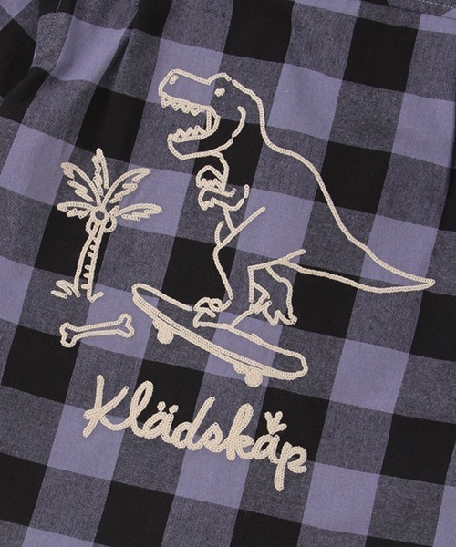 kladskap（クレードスコープ）の「恐竜フード着脱式チェック長袖シャツ（シャツ/ブラウス・キッズ・レッド/ブルーグレー・100cm/120cm/110cm/130cm/90cm）」の9枚目の写真