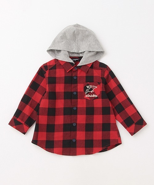 kladskap（クレードスコープ）の「恐竜フード着脱式チェック長袖シャツ（シャツ/ブラウス・キッズ・レッド/ブルーグレー・100cm/120cm/110cm/130cm/90cm）」の17枚目の写真