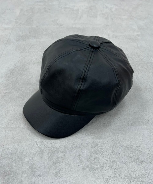 OLIVE des OLIVE（オリーブデオリーブ）の「フェイクレザーキャスケット（キャスケット・レディース・ブラック/アイボリー・FREE）」の6枚目の写真