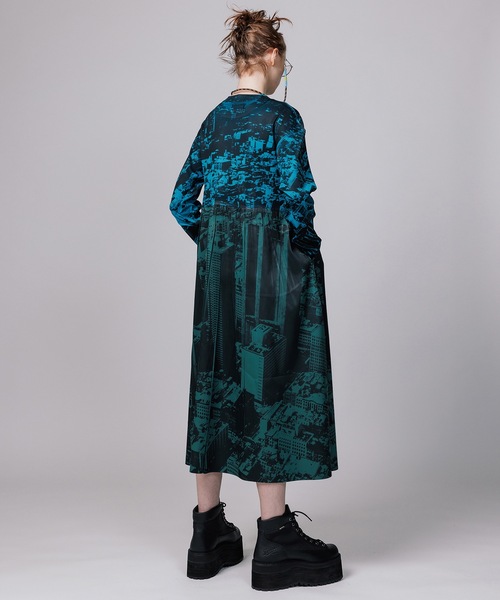 NON TOKYO（ノントーキョー）の「RIB GATHER PRINT ONE-PIECE / NON-23S-0213（ワンピース・レディース・ブルー系その他/グリーン系その他・FREE）」の6枚目の写真