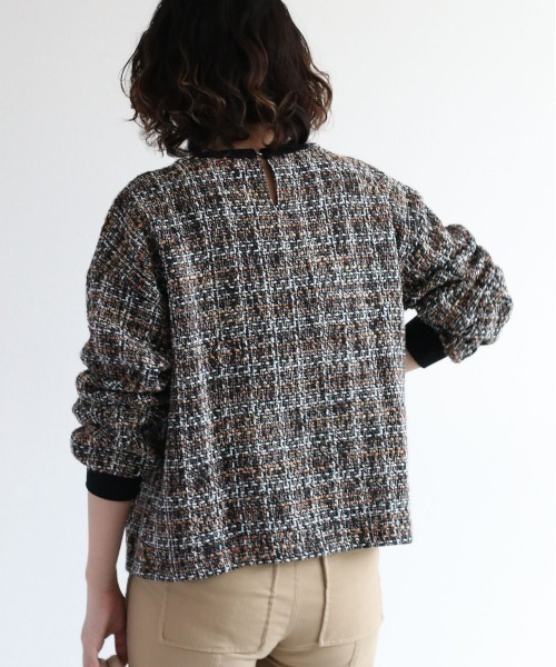 cepo（セポ）の「ツィードライク フリンジトップス（Tシャツ/カットソー・レディース・ブラック/ブラウン・M）」の4枚目の写真