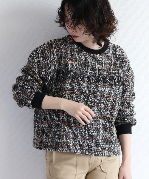cepo（セポ）の「ツィードライク フリンジトップス（Tシャツ/カットソー・レディース・ブラック/ブラウン・M）」の20枚目の写真