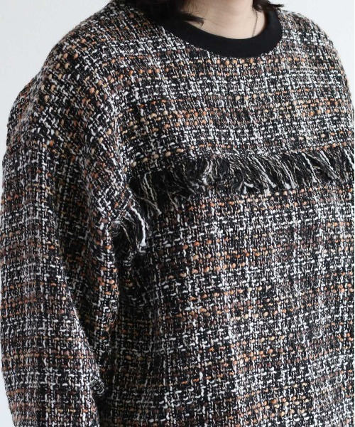 cepo（セポ）の「ツィードライク フリンジトップス（Tシャツ/カットソー・レディース・ブラック/ブラウン・M）」の14枚目の写真