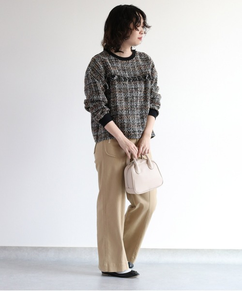 cepo（セポ）の「ツィードライク フリンジトップス（Tシャツ/カットソー・レディース・ブラック/ブラウン・M）」の8枚目の写真