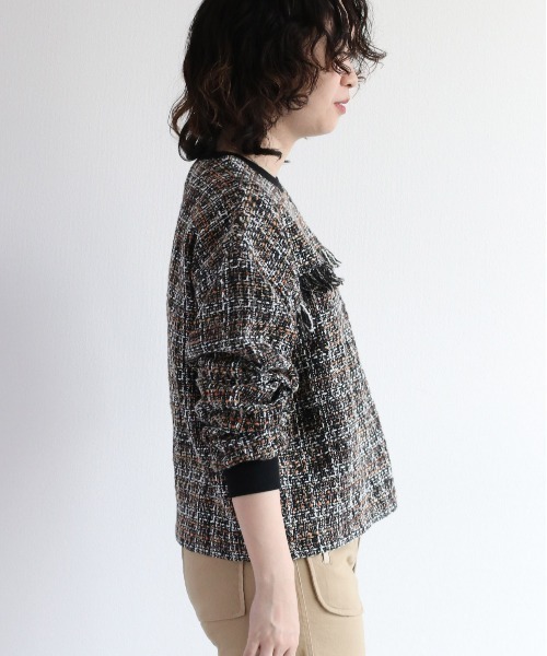 cepo（セポ）の「ツィードライク フリンジトップス（Tシャツ/カットソー・レディース・ブラック/ブラウン・M）」の16枚目の写真