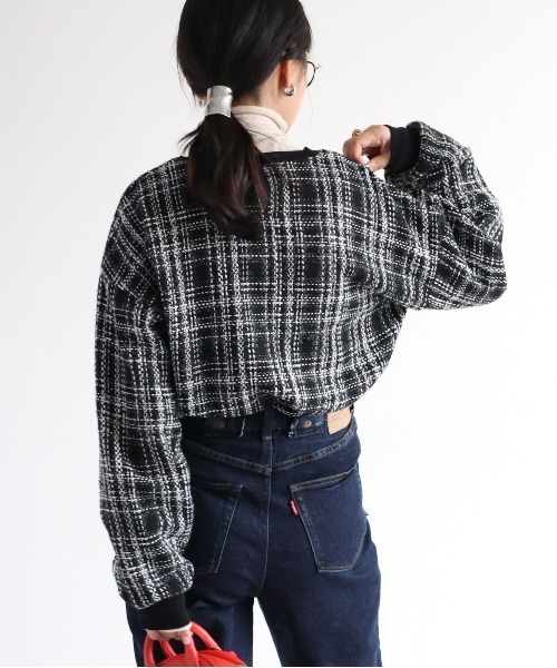 cepo（セポ）の「ツィードライク フリンジトップス（Tシャツ/カットソー・レディース・ブラック/ブラウン・M）」の5枚目の写真