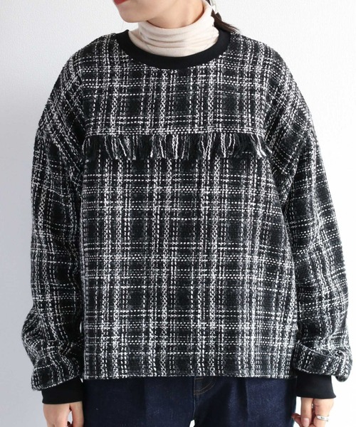 cepo（セポ）の「ツィードライク フリンジトップス（Tシャツ/カットソー・レディース・ブラック/ブラウン・M）」の17枚目の写真