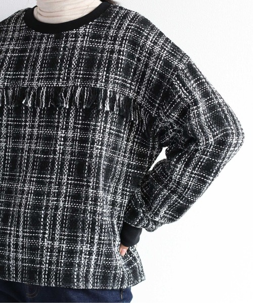 cepo（セポ）の「ツィードライク フリンジトップス（Tシャツ/カットソー・レディース・ブラック/ブラウン・M）」の10枚目の写真