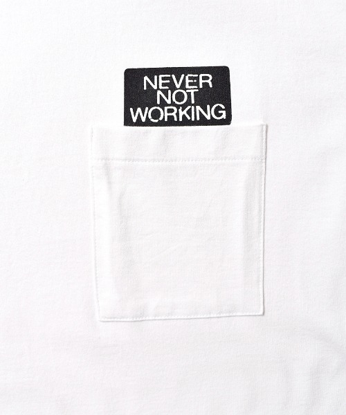 MINEDENIM(マインデニム)の「NEVER NOT WORKING Crewneck T-SH(Tシャツ/カットソー・メンズ・ホワイト/ブラック・MEDIUM/LARGE/X-LARGE)」の6枚目の写真