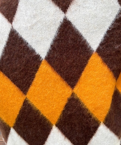 nemne store（ネンネストア）の「総柄起毛モヘアライクニットカーディガン（カーディガン/ボレロ・レディース・ネイビー/ピンク/ブラウン/グリーン・フリー）」の9枚目の写真