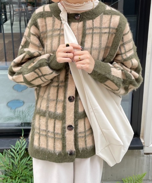 nemne store（ネンネストア）の「総柄起毛モヘアライクニットカーディガン（カーディガン/ボレロ・レディース・ネイビー/ピンク/ブラウン/グリーン・フリー）」の22枚目の写真