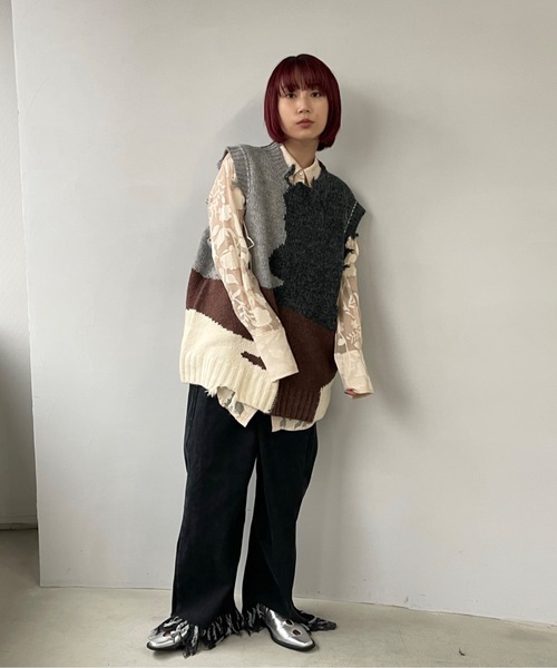 SANSeLF（サンセルフ）の「フリンジデニム【SANSeLF】sanw22a074（デニムパンツ・レディース・ブラック/ブルー・FREE）」の17枚目の写真