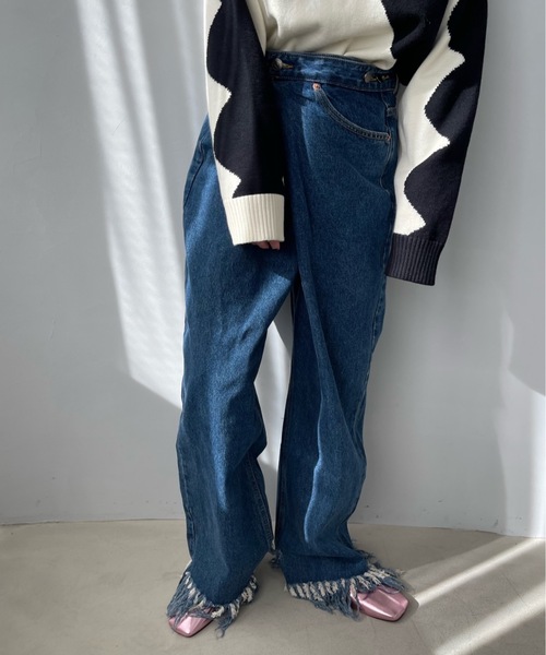 SANSeLF（サンセルフ）の「フリンジデニム【SANSeLF】sanw22a074（デニムパンツ・レディース・ブラック/ブルー・FREE）」の20枚目の写真