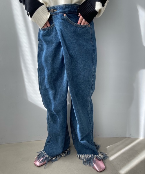 SANSeLF（サンセルフ）の「フリンジデニム【SANSeLF】sanw22a074（デニムパンツ・レディース・ブラック/ブルー・FREE）」の22枚目の写真