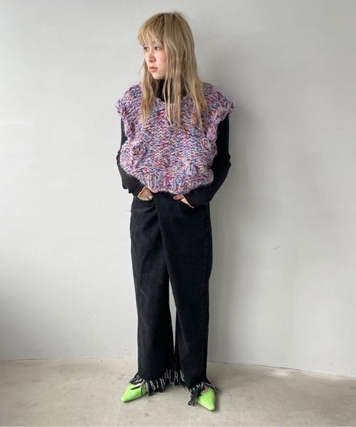 SANSeLF（サンセルフ）の「フリンジデニム【SANSeLF】sanw22a074（デニムパンツ・レディース・ブラック/ブルー・FREE）」の11枚目の写真