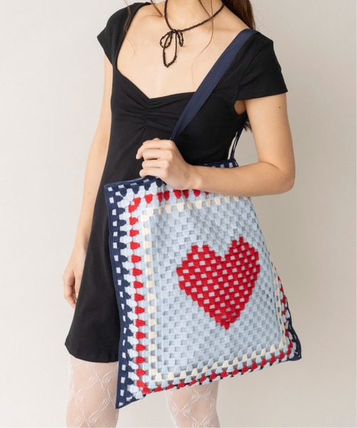 Casselini(キャセリーニ)の「Casselini(キャセリーニ)クロシェトートバッグ(トートバッグ・レディース・ピンク/ネイビー/オレンジ/ブラック/ベージュ/ブルー・FREE)」の4枚目の写真