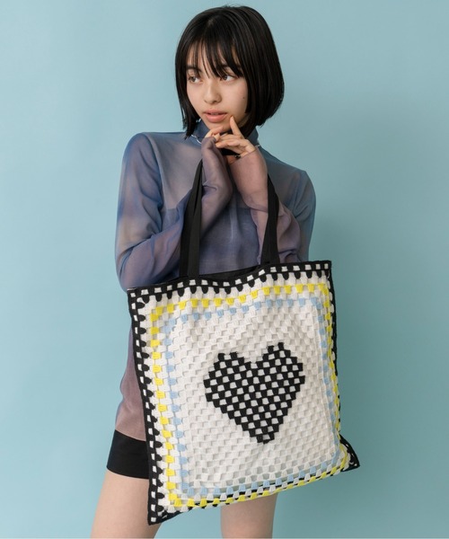 Casselini(キャセリーニ)の「Casselini(キャセリーニ)クロシェトートバッグ(トートバッグ・レディース・ピンク/ネイビー/オレンジ/ブラック/ベージュ/ブルー・FREE)」の2枚目の写真