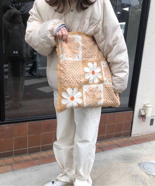 Casselini(キャセリーニ)の「Casselini(キャセリーニ)クロシェトートバッグ(トートバッグ・レディース・ピンク/ネイビー/オレンジ/ブラック/ベージュ/ブルー・FREE)」の9枚目の写真