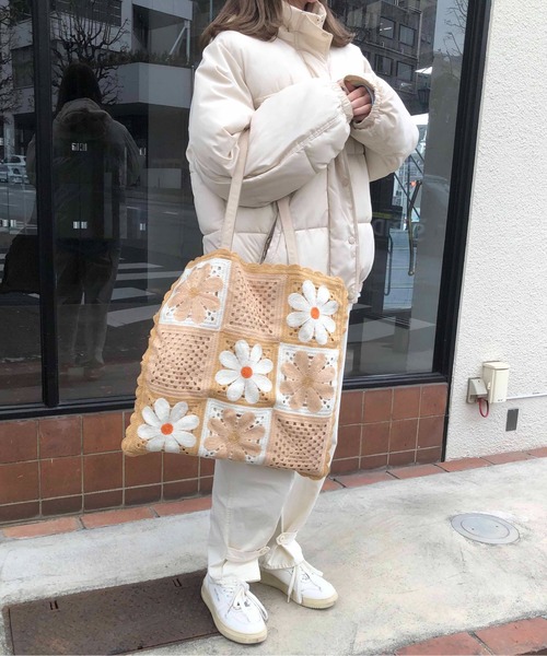 Casselini(キャセリーニ)の「Casselini(キャセリーニ)クロシェトートバッグ(トートバッグ・レディース・ピンク/ネイビー/オレンジ/ブラック/ベージュ/ブルー・FREE)」の10枚目の写真