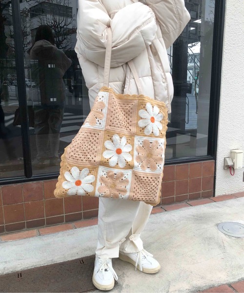 Casselini(キャセリーニ)の「Casselini(キャセリーニ)クロシェトートバッグ(トートバッグ・レディース・ピンク/ネイビー/オレンジ/ブラック/ベージュ/ブルー・FREE)」の12枚目の写真