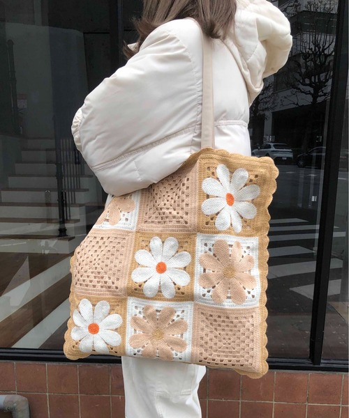 Casselini(キャセリーニ)の「Casselini(キャセリーニ)クロシェトートバッグ(トートバッグ・レディース・ピンク/ネイビー/オレンジ/ブラック/ベージュ/ブルー・FREE)」の13枚目の写真