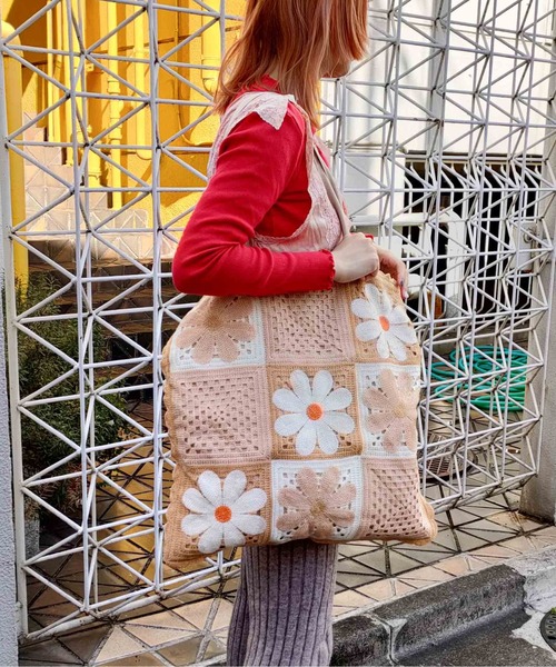 Casselini(キャセリーニ)の「Casselini(キャセリーニ)クロシェトートバッグ(トートバッグ・レディース・ピンク/ネイビー/オレンジ/ブラック/ベージュ/ブルー・FREE)」の17枚目の写真