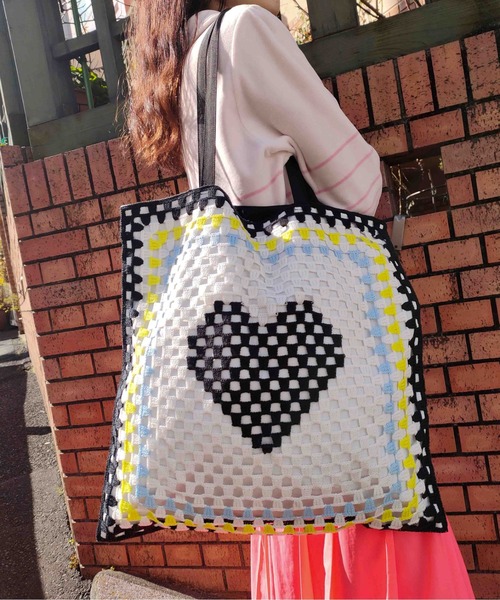 Casselini(キャセリーニ)の「Casselini(キャセリーニ)クロシェトートバッグ(トートバッグ・レディース・ピンク/ネイビー/オレンジ/ブラック/ベージュ/ブルー・FREE)」の15枚目の写真