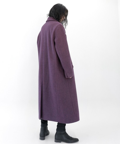 minsobi（ミンソビ）の「ドロップショルダー コート　マキシコート ユニセックス（チェスターコート・メンズ・ベージュ/パープル・FREE）」の9枚目の写真