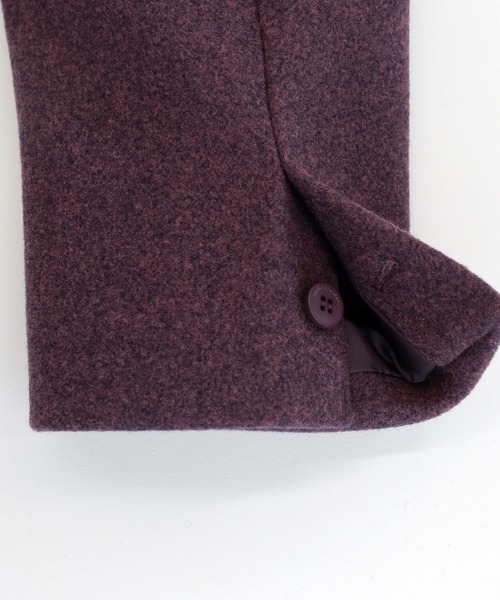 minsobi（ミンソビ）の「ドロップショルダー コート　マキシコート ユニセックス（チェスターコート・メンズ・ベージュ/パープル・FREE）」の17枚目の写真