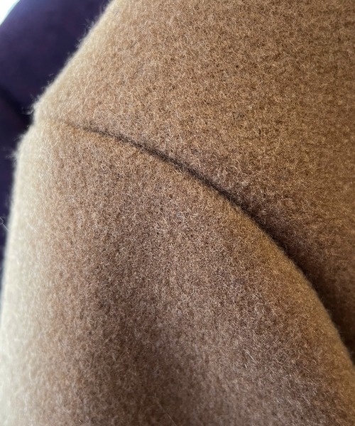 minsobi（ミンソビ）の「ドロップショルダー コート　マキシコート ユニセックス（チェスターコート・メンズ・ベージュ/パープル・FREE）」の18枚目の写真