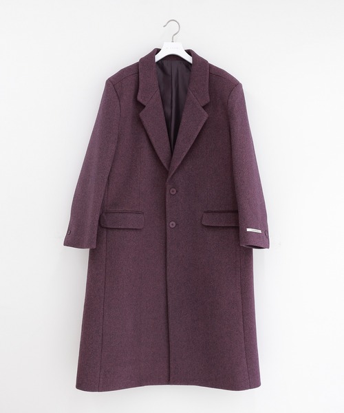 minsobi（ミンソビ）の「ドロップショルダー コート　マキシコート ユニセックス（チェスターコート・メンズ・ベージュ/パープル・FREE）」の15枚目の写真