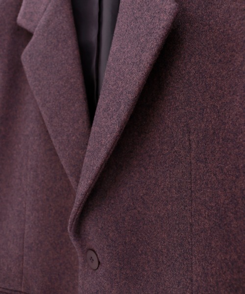 minsobi（ミンソビ）の「ドロップショルダー コート　マキシコート ユニセックス（チェスターコート・メンズ・ベージュ/パープル・FREE）」の16枚目の写真